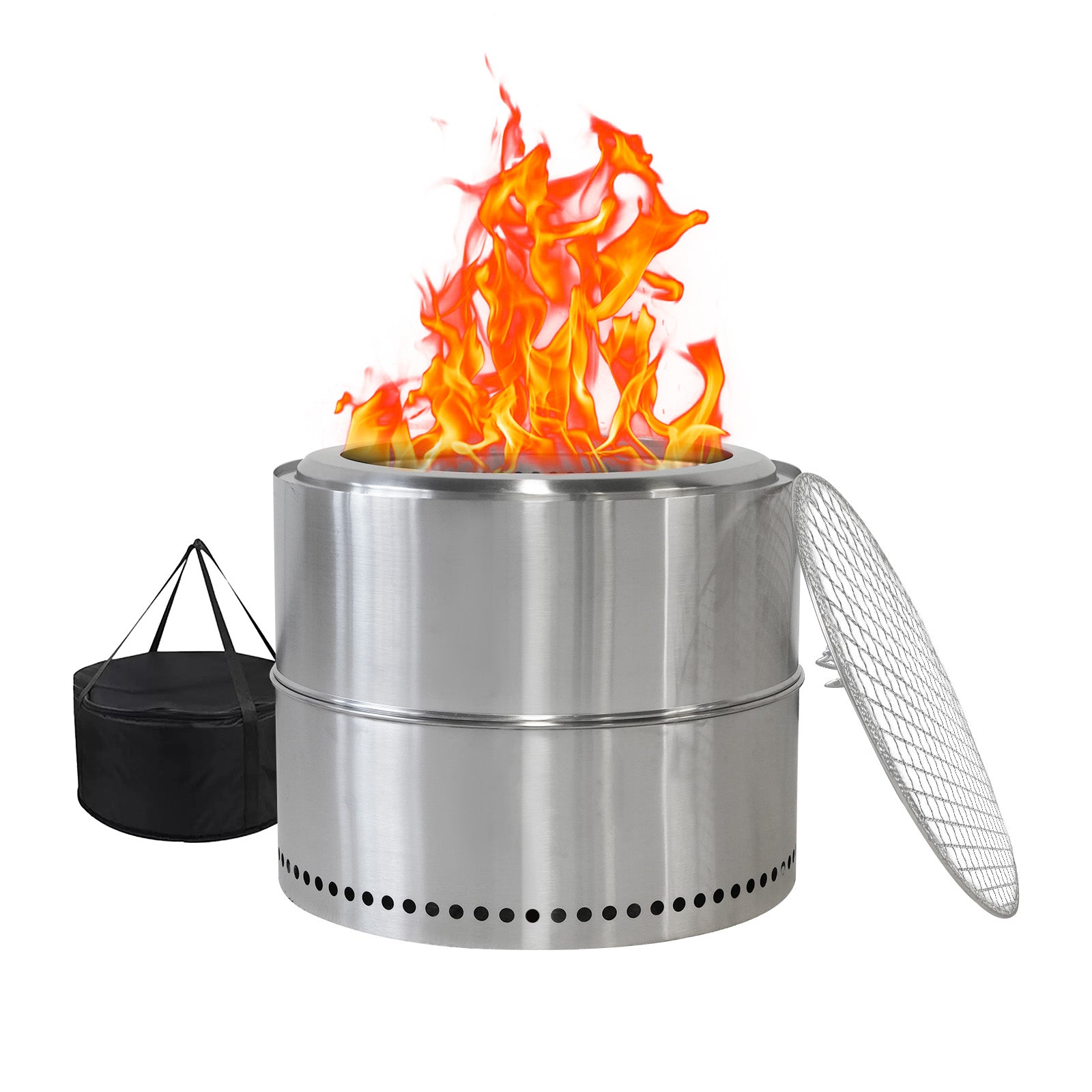 Fire Pit Portable Outdoor Fireplace with Ashtray Stainless Steel