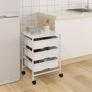 Rolling Cart, 3 Tiers, Handles, Storage, White