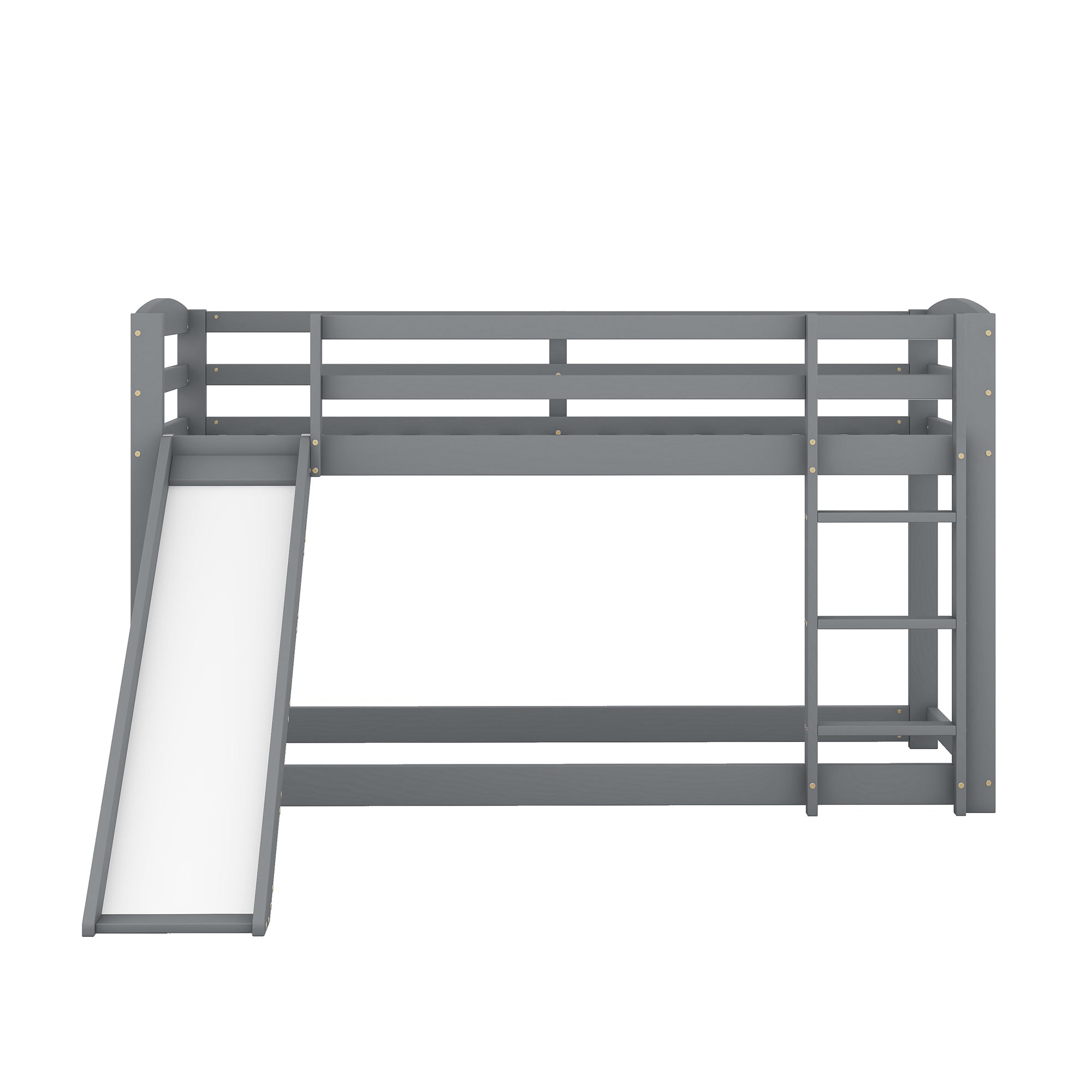 Bunk Bed 90x200cm with Slide Solid Wood Frame - Grey