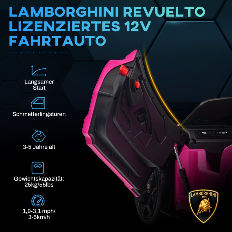 Electric Ride-On Car for Kids with Remote Control and Horn, Pink