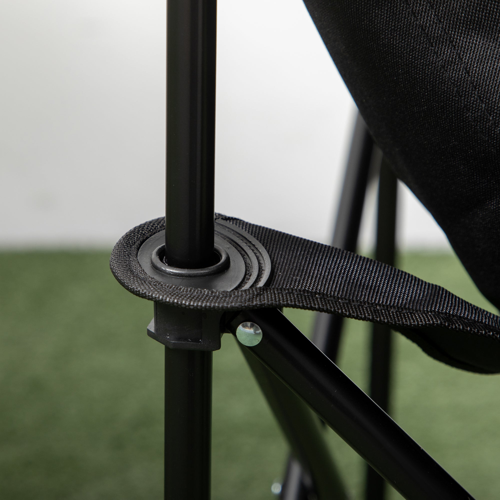 Camping Chair Foldable with Side Pocket, Steel Legs, Black Oxford