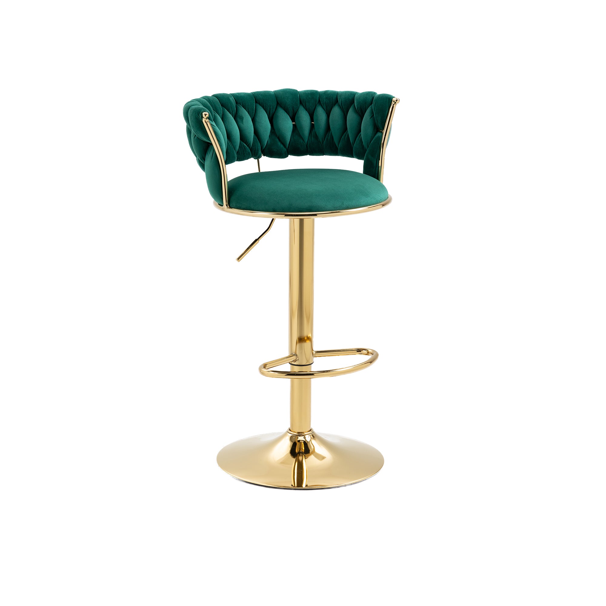 Velvet Bar Stool Set, 360° Swivel, Adjustable Height, Handcrafted Backrest, Upholstered