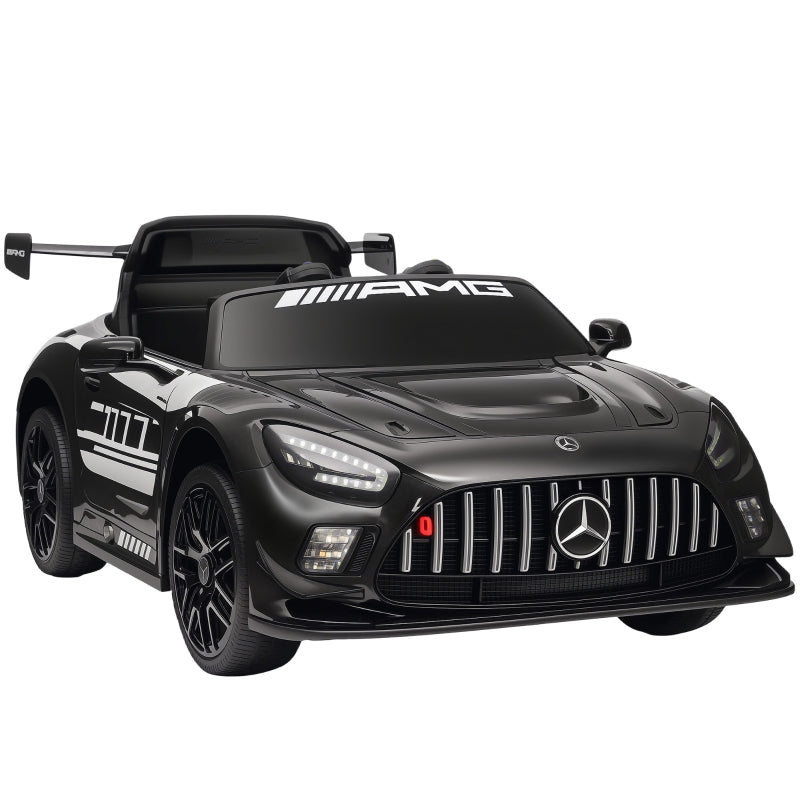 Mercedes Electric Ride-On Car with 12V Battery and LED Lights, Black
