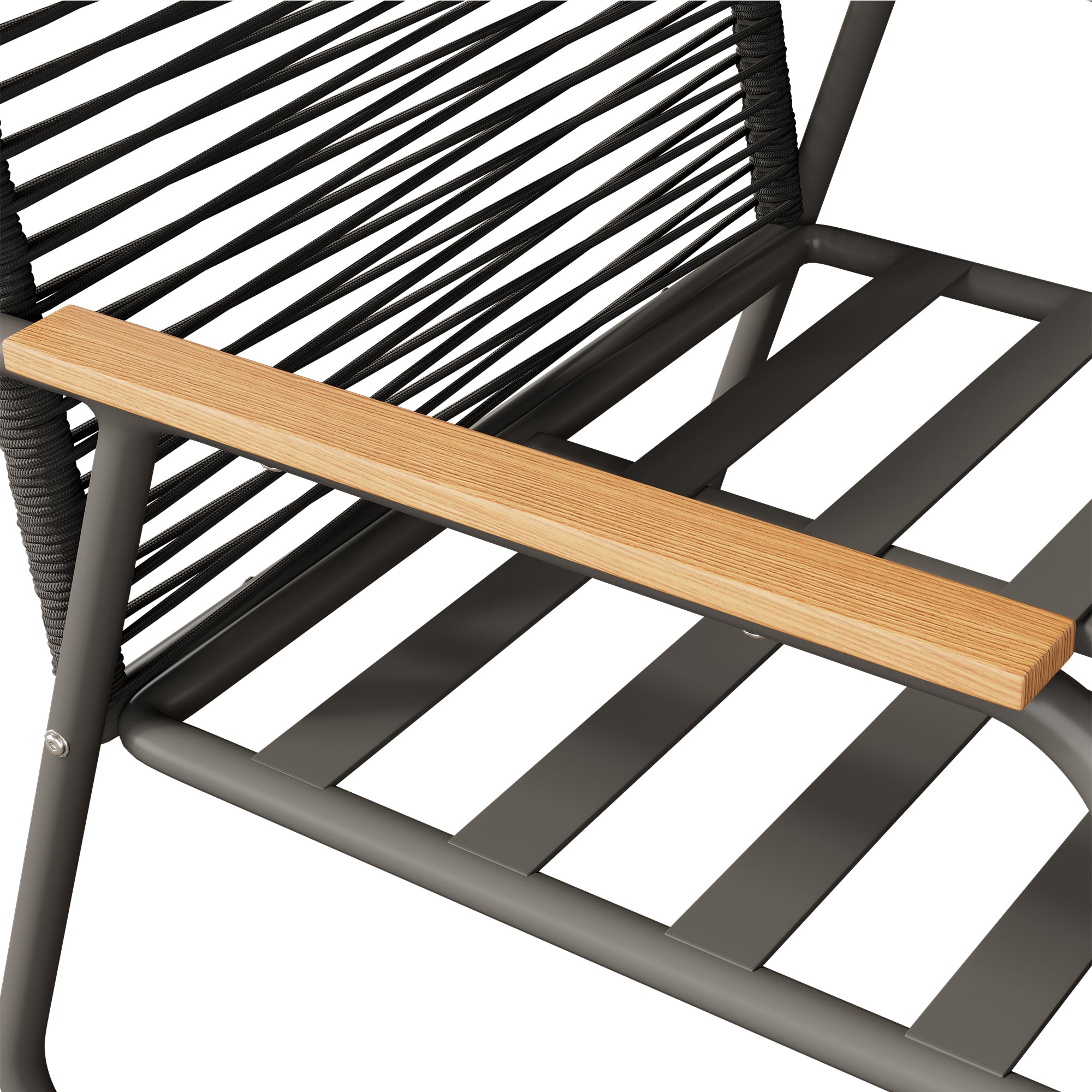 Garden lounge set sofa-table set for 4 with galvanized iron frame, tempered glass top, adjustable legs, grey