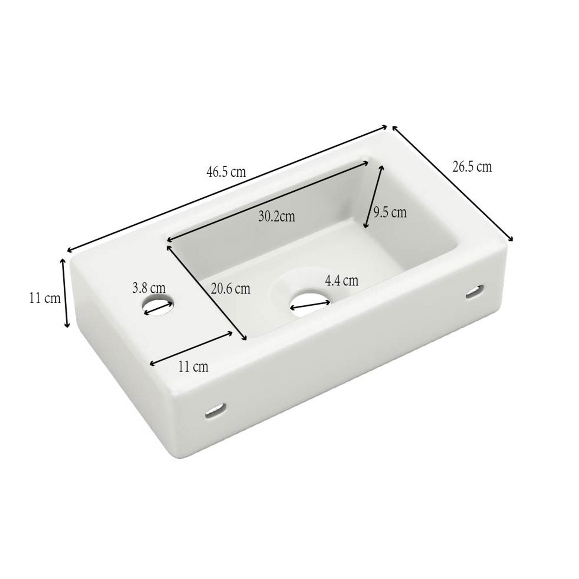Bathroom furniture washbasin with vanity unit 46 cm, hanging, small guest, in furniture
