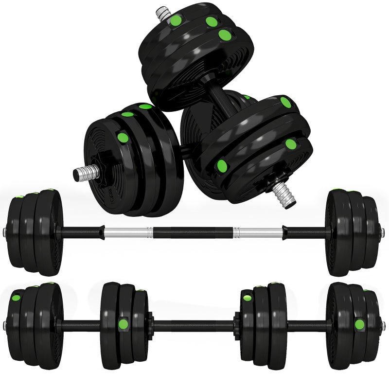 2-in-1 Dumbbell Set 25 kg Barbell & Dumbbell - Black/Green