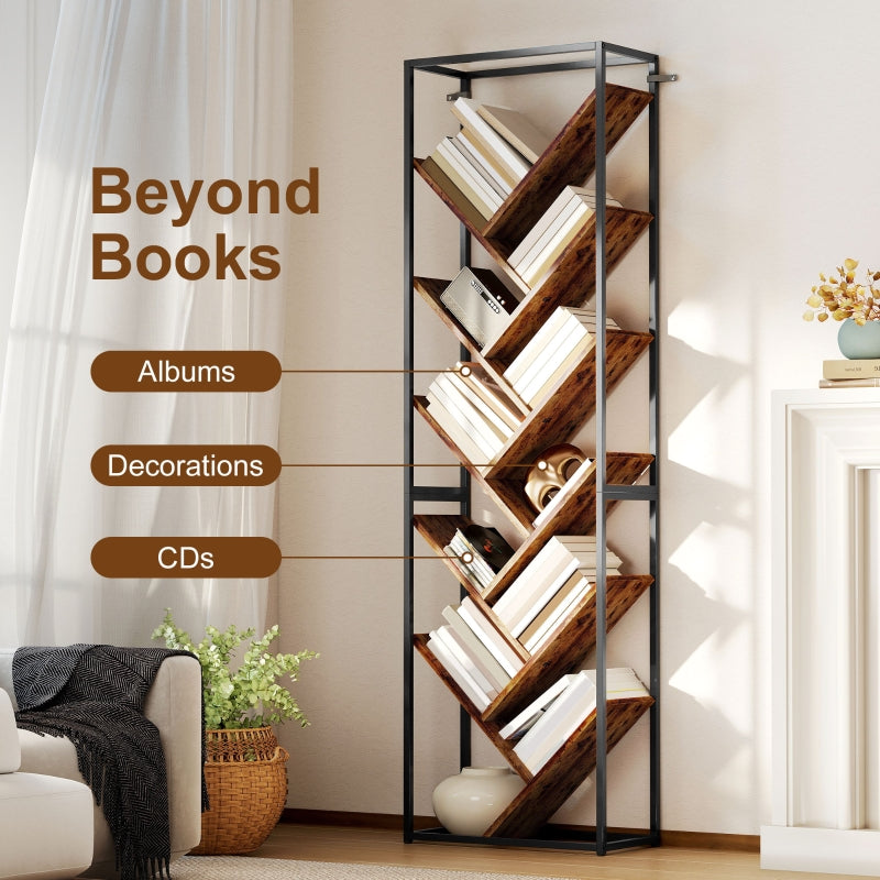 Bookshelf 10 Shelf Industrial Style Black/Brown