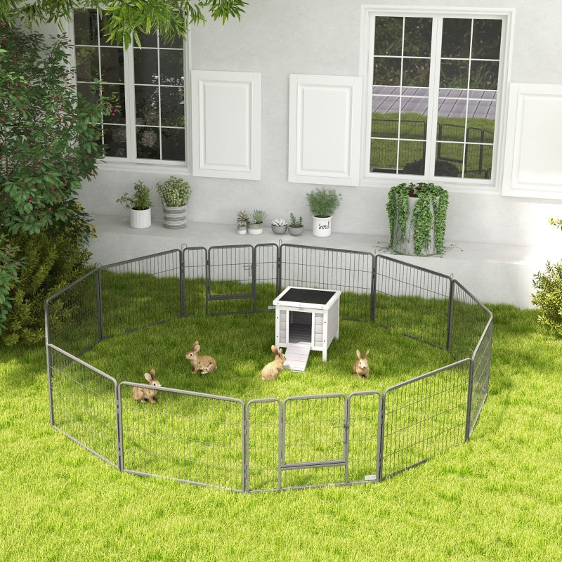 12 Panels Heavy Duty Puppy Playpen, Small Dogs Indoor Outdoor - Silver