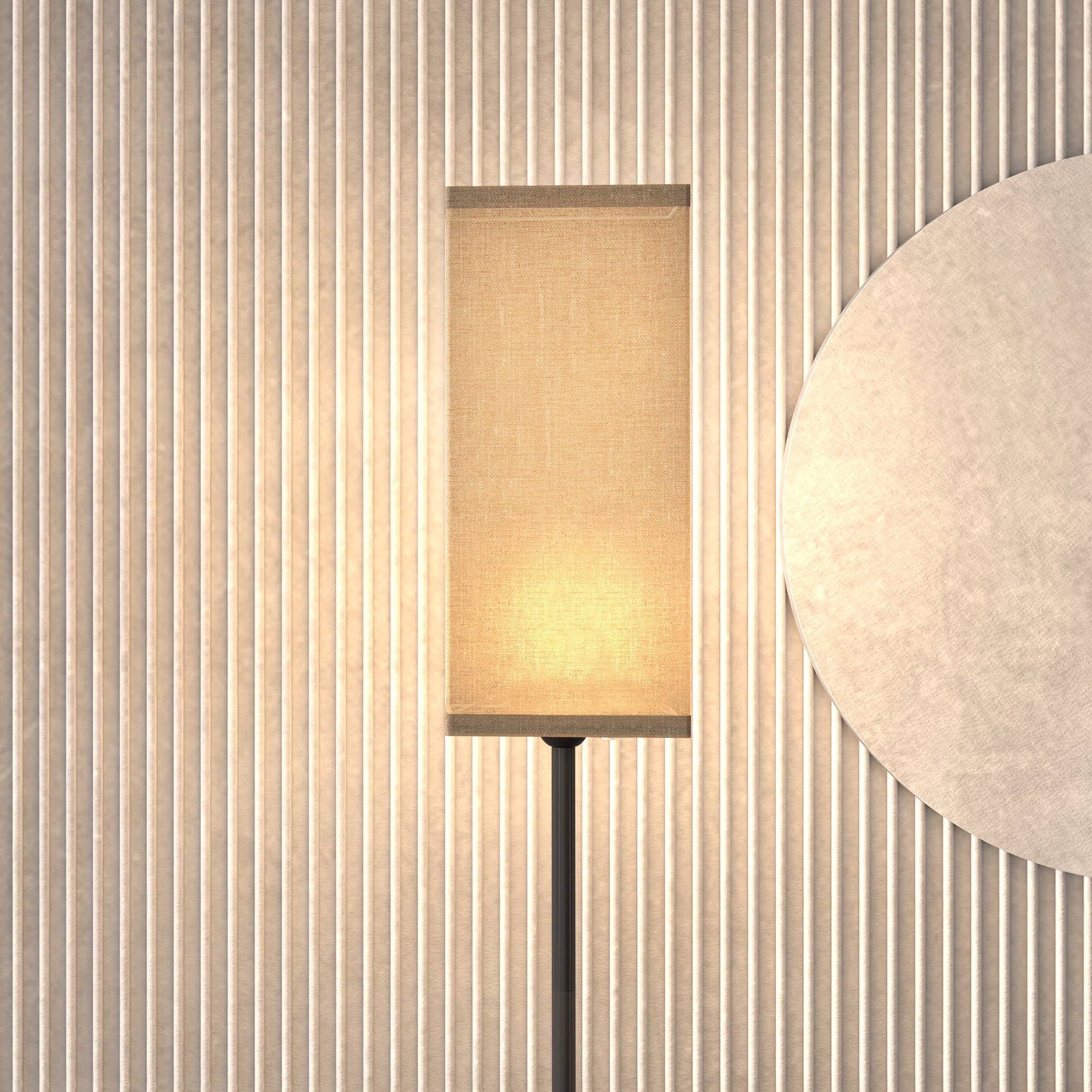 Floor Lamp, Foot Switch, Linen-Look Shade, Black