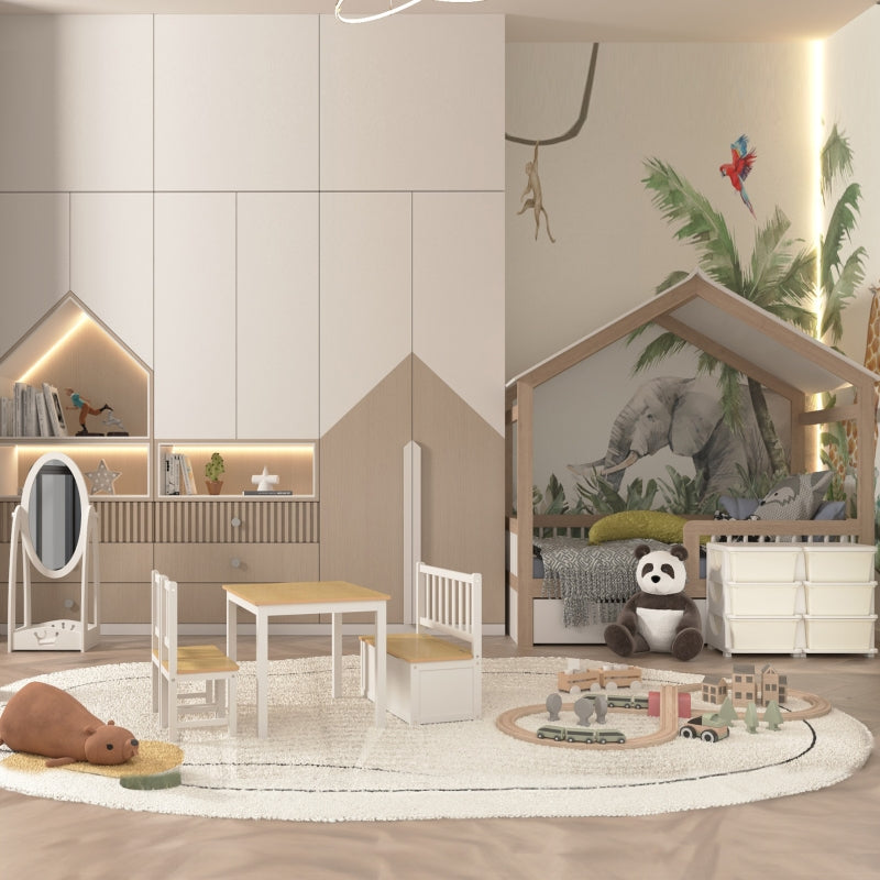 Plastic Storage Box, 6 Drawers, Toy Organizer, Cream White