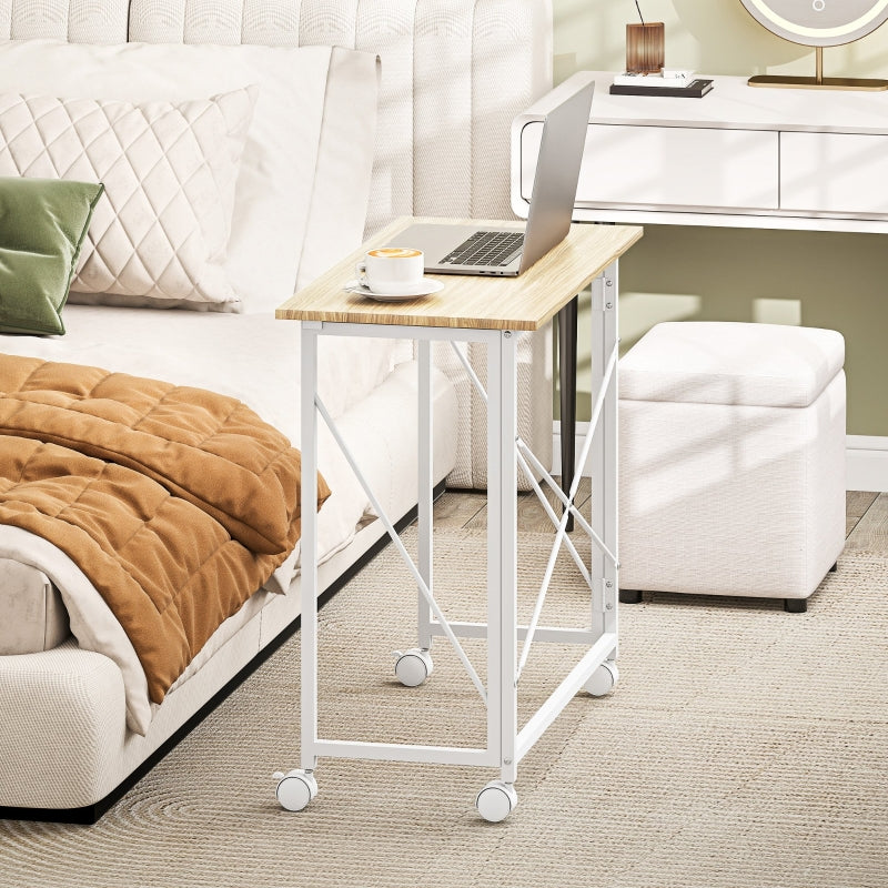 Folding Desk 80 cm on Wheels, Natural Tone