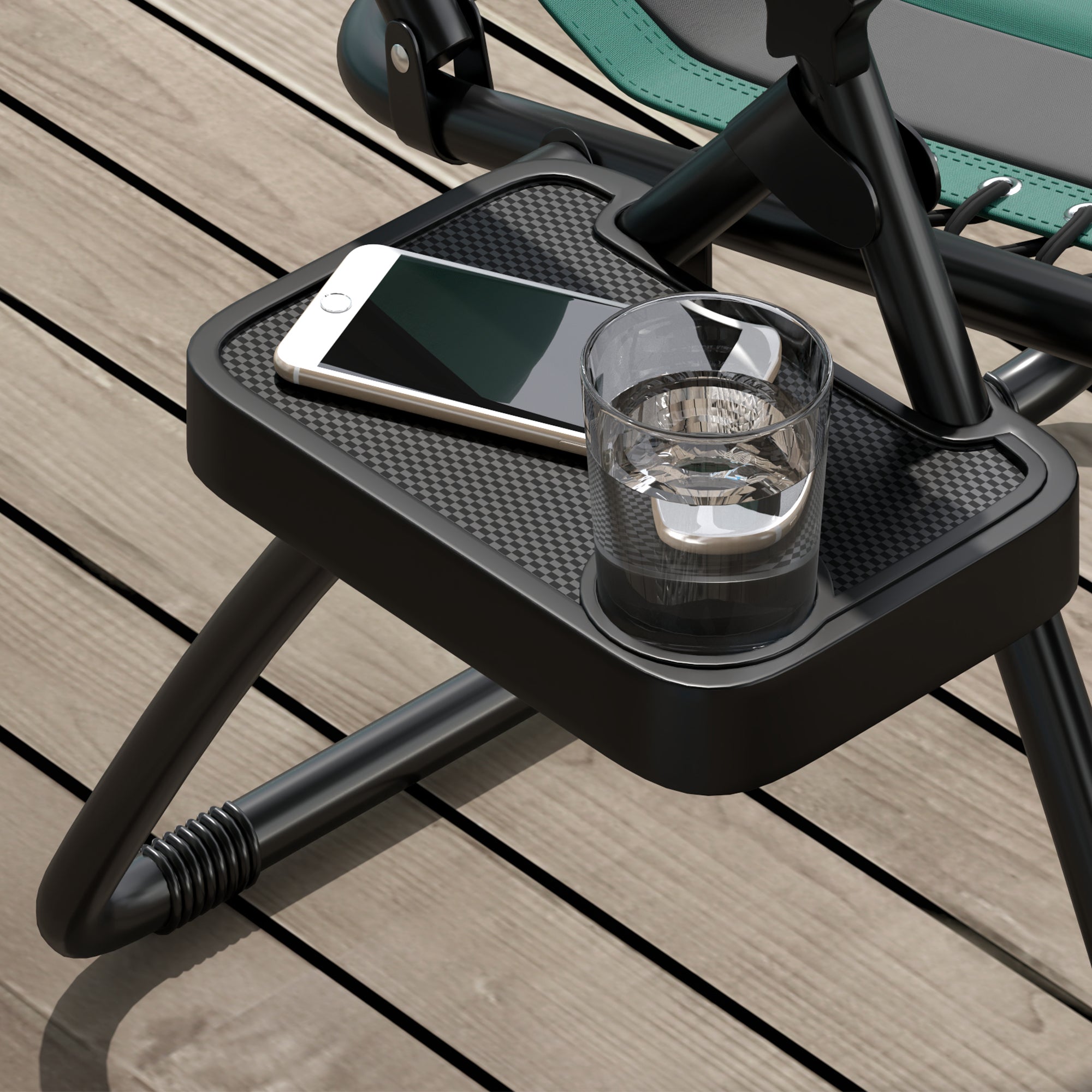 Zero Gravity Lounger Chair Folding Reclining Patio Chair with Padded Seat Cup Holder Green