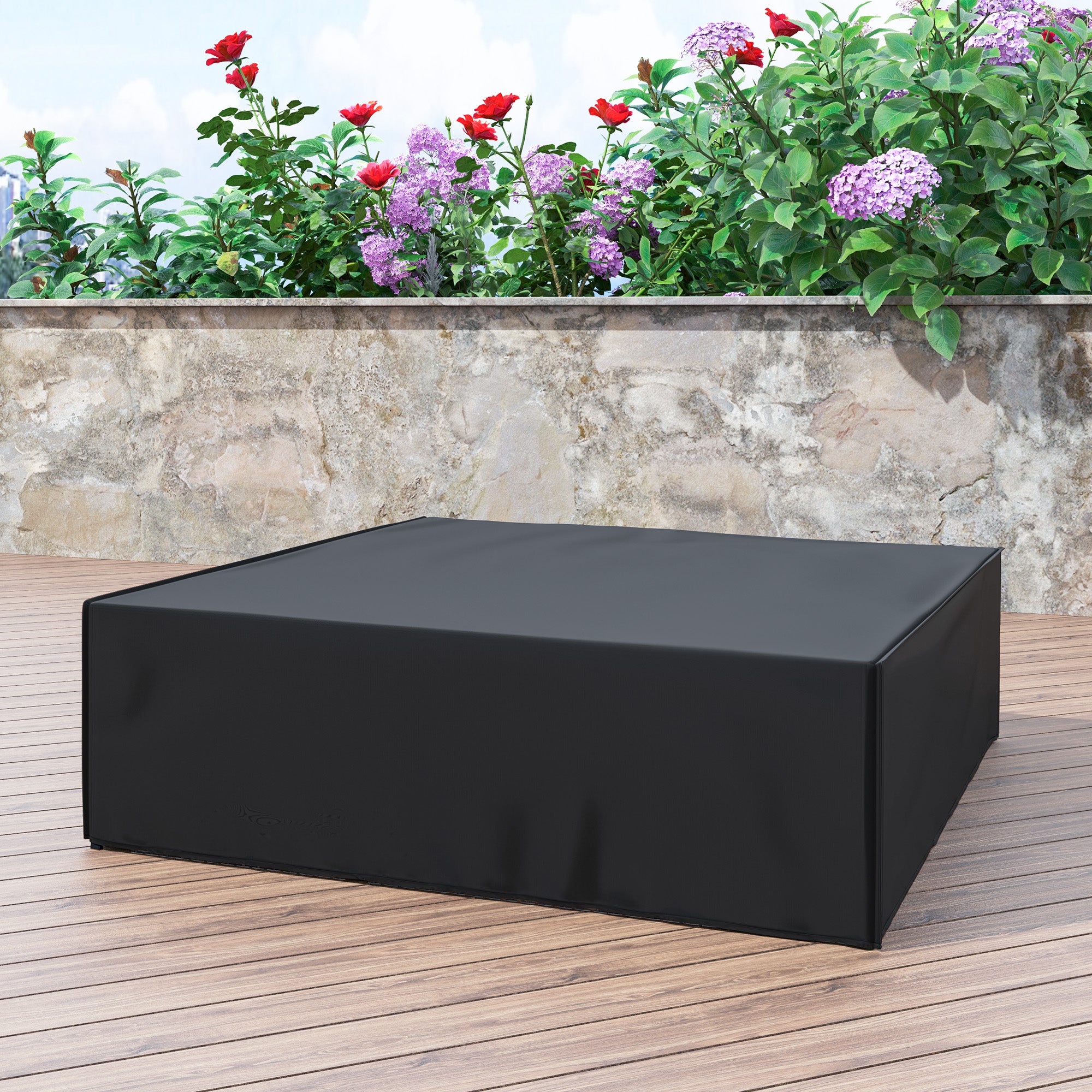 Large Patio Garden Furniture Set Cover Square Waterproof 600D Oxford, Black