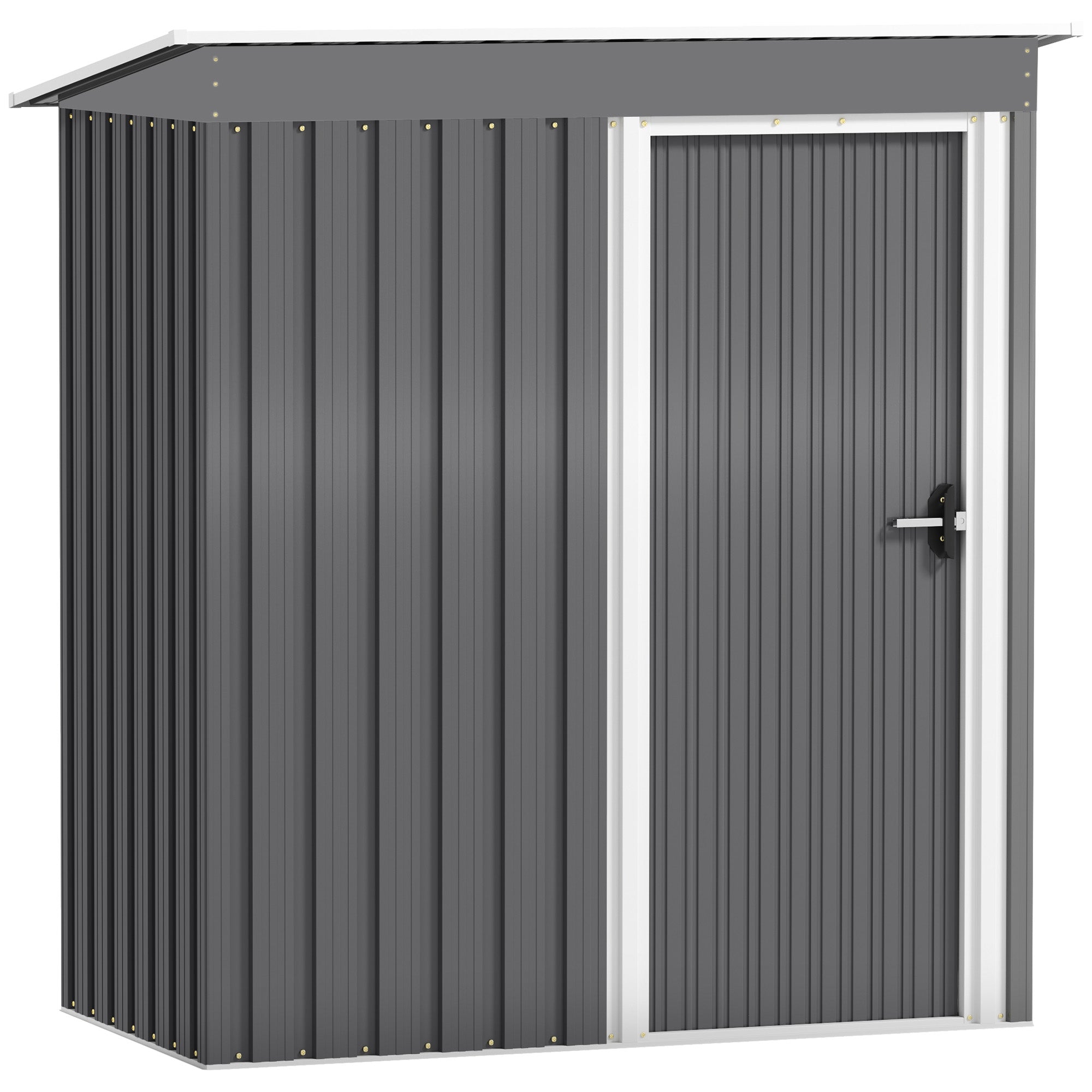 Garden Storage Shed 5 x 3ft, Sliding Door Sloped Roof, Light Grey