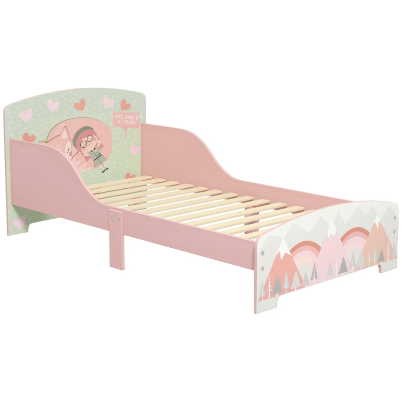 Toddler Bed Frame, Kids Furniture Ages 3-6 Years, Pink