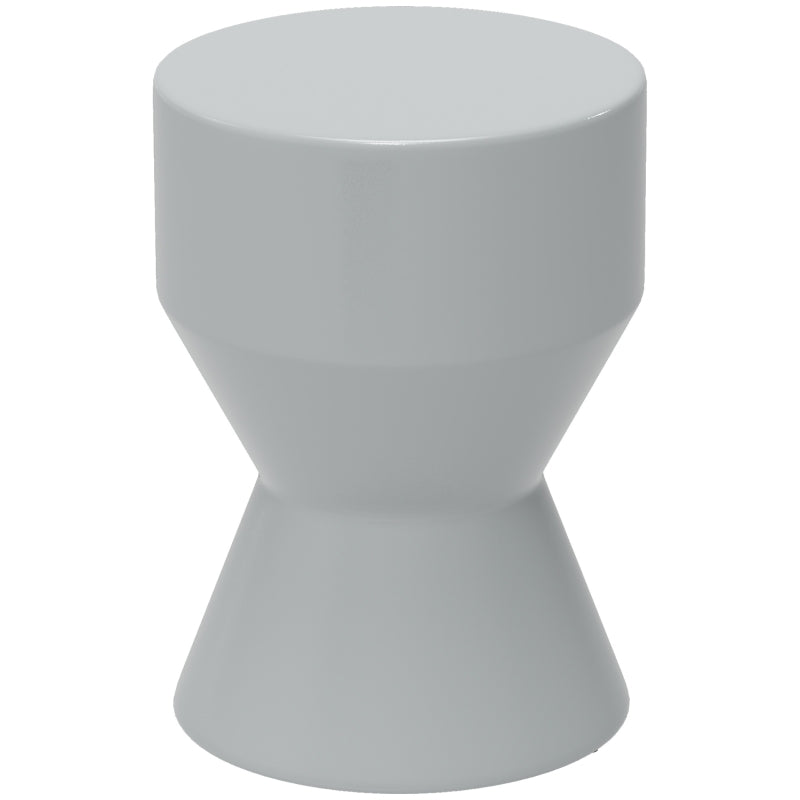Ceramic Stool, Hourglass Shape, Weatherproof, Light Grey