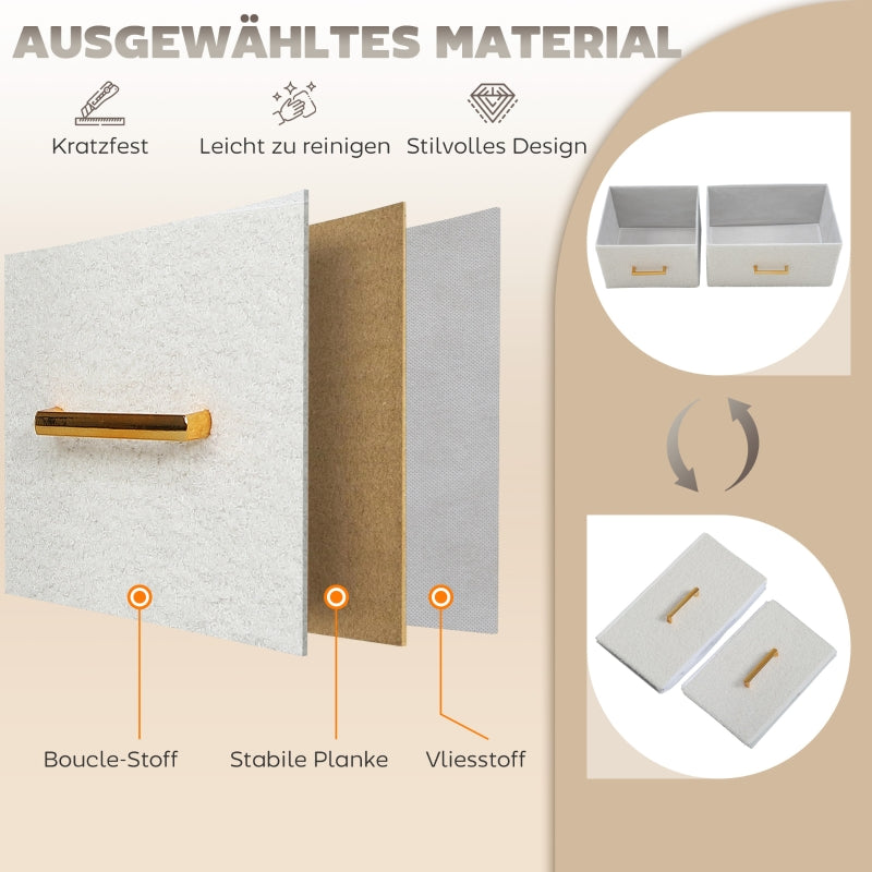 Chest of Drawers Sideboard 9 Fabric Drawers Storage Cabinet, Cream White