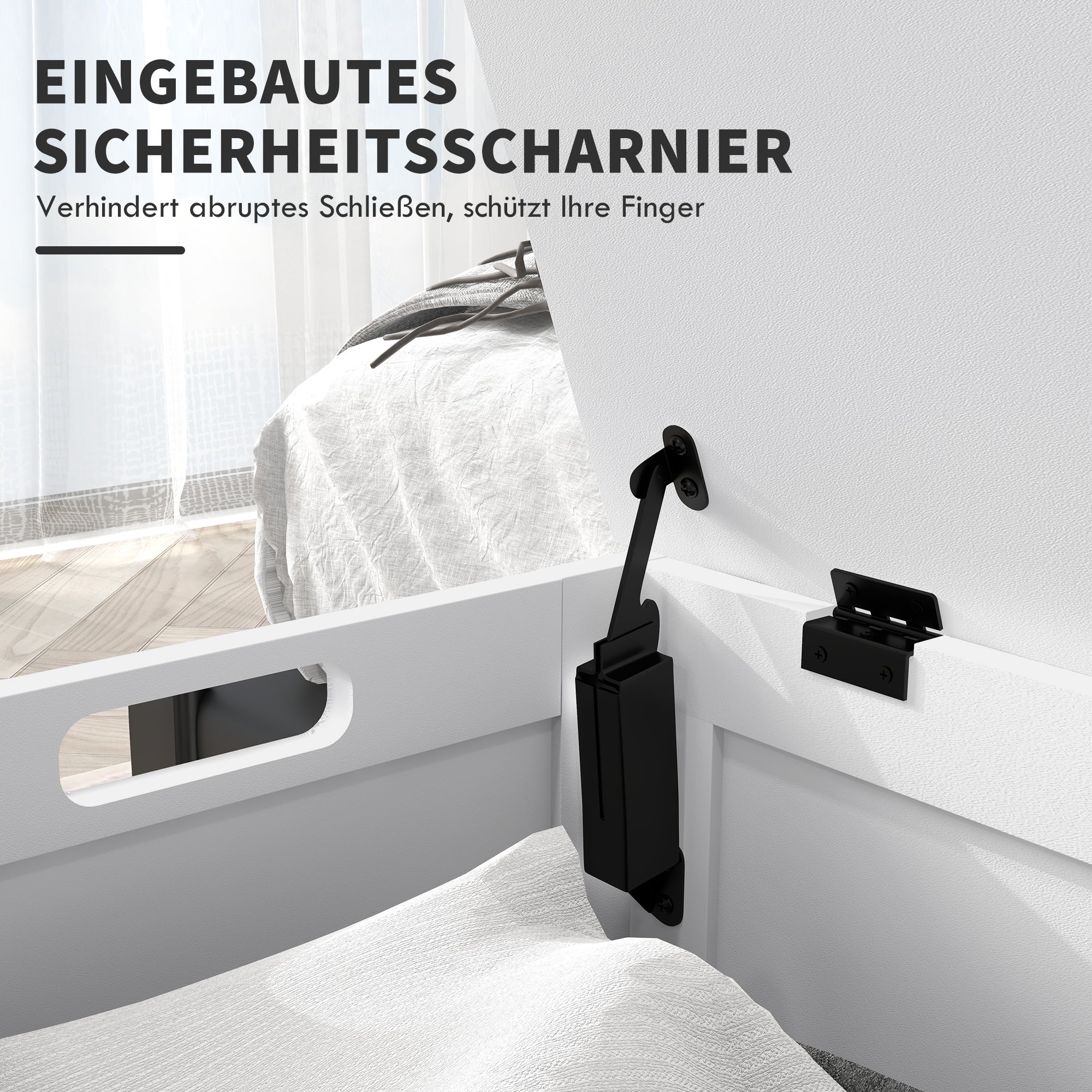 Storage Box Chest, Handle Lid, Living Room Bedroom, White