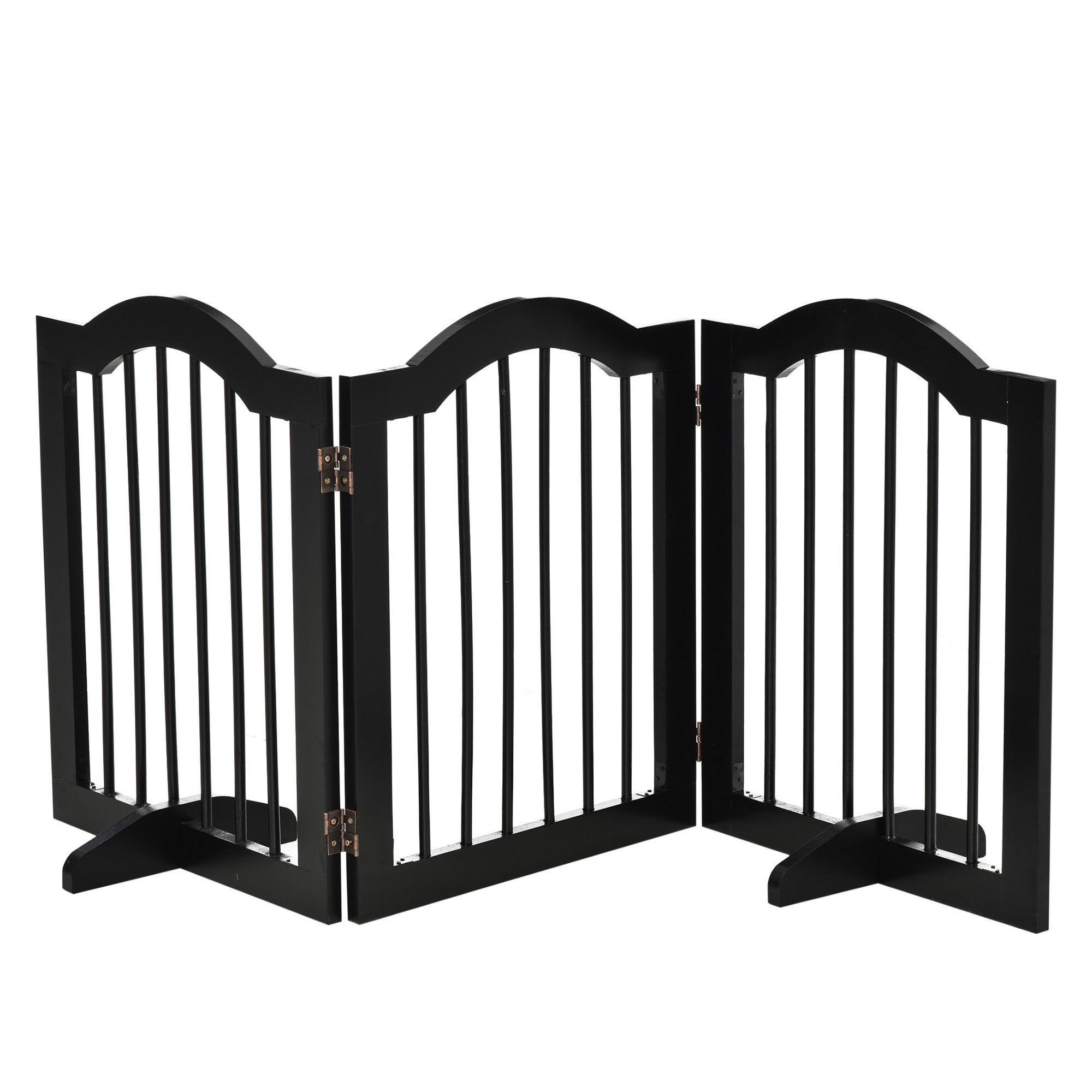 Dog Barrier, 3-Piece Foldable Gate with Support Feet, Black