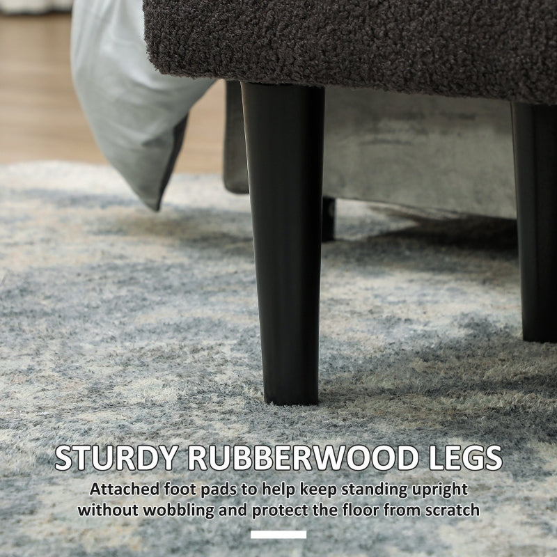 Storage Ottoman 47L Teddy Fleece Dark Grey