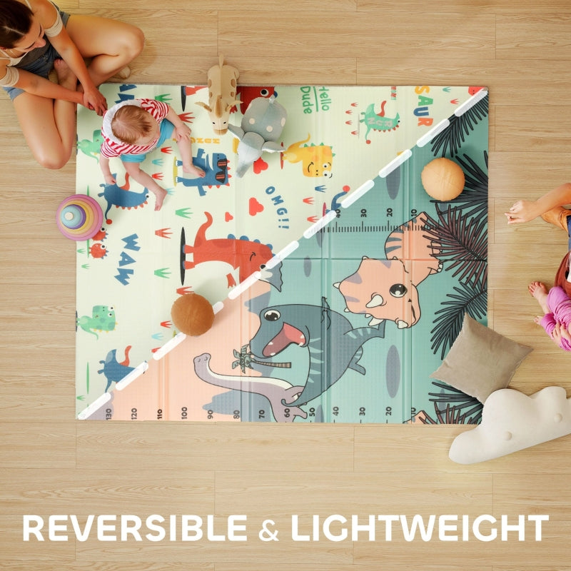 Dinosaur Baby Play Mat, Double Sided Foldable Water-Resistant for Indoor/Outdoor Use
