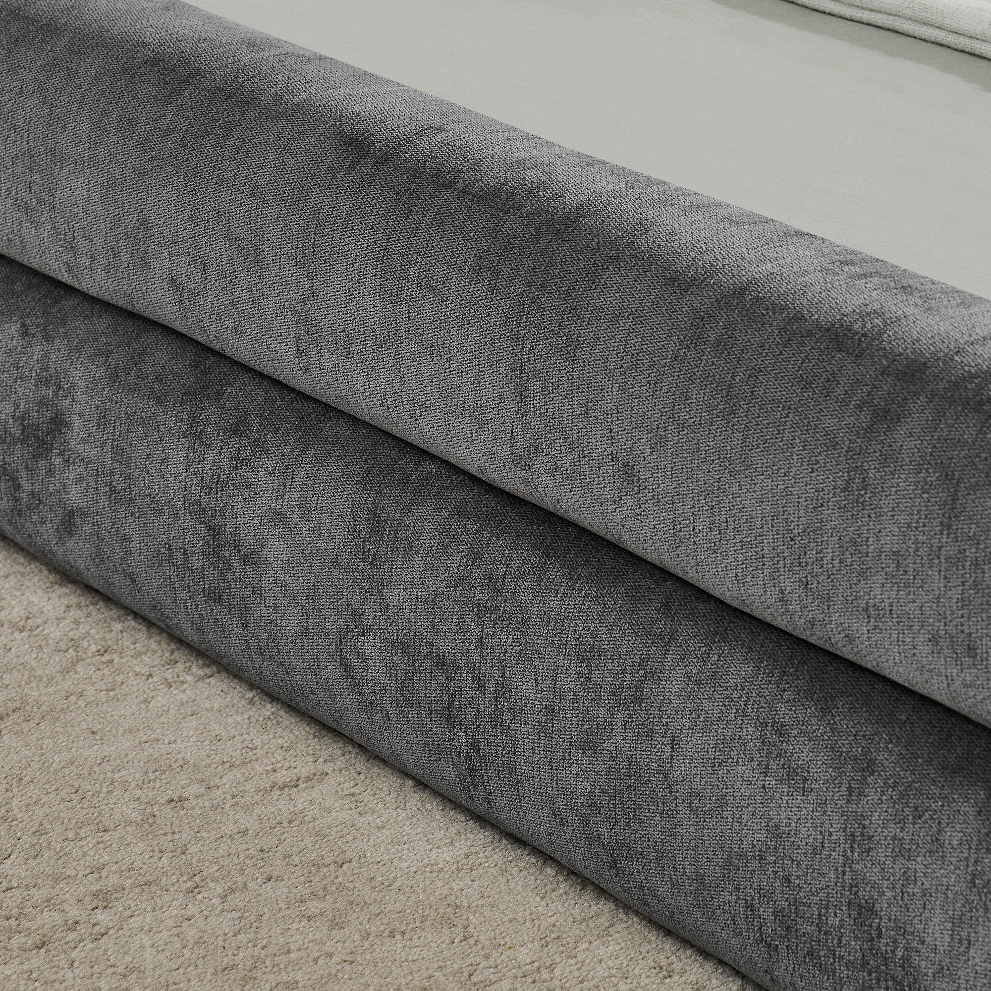 Single Bed 90x200cm Comfortable Backrest - Dark Grey Chenille