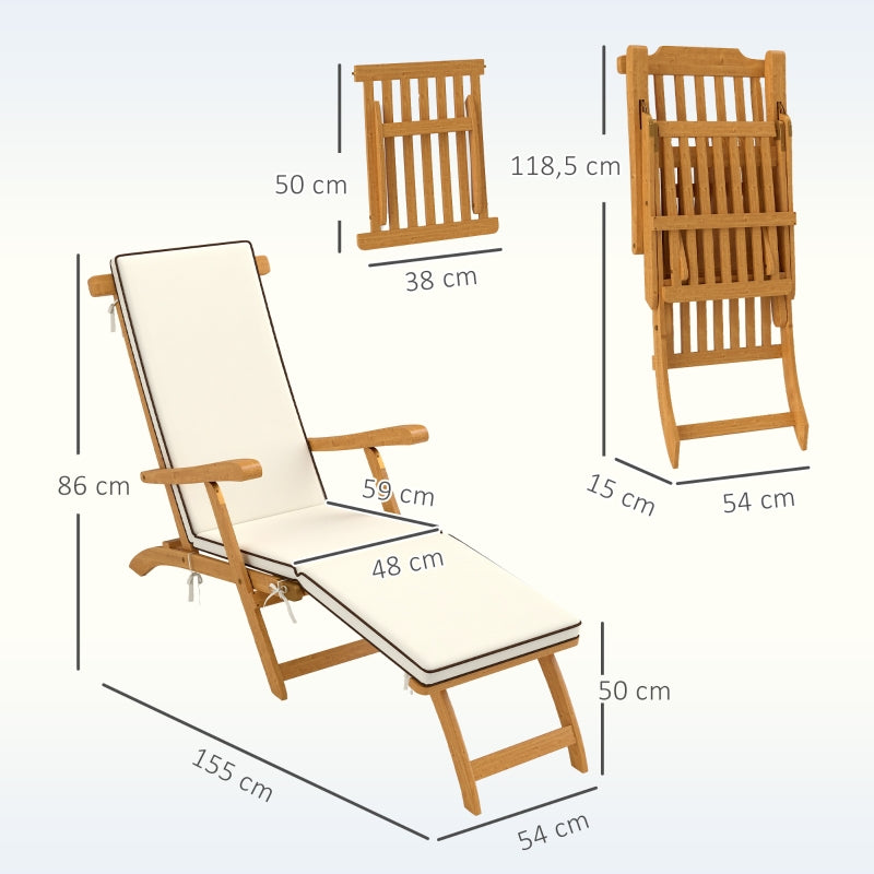 Sun Lounger Folding Garden Lounger with Footrest, Teak