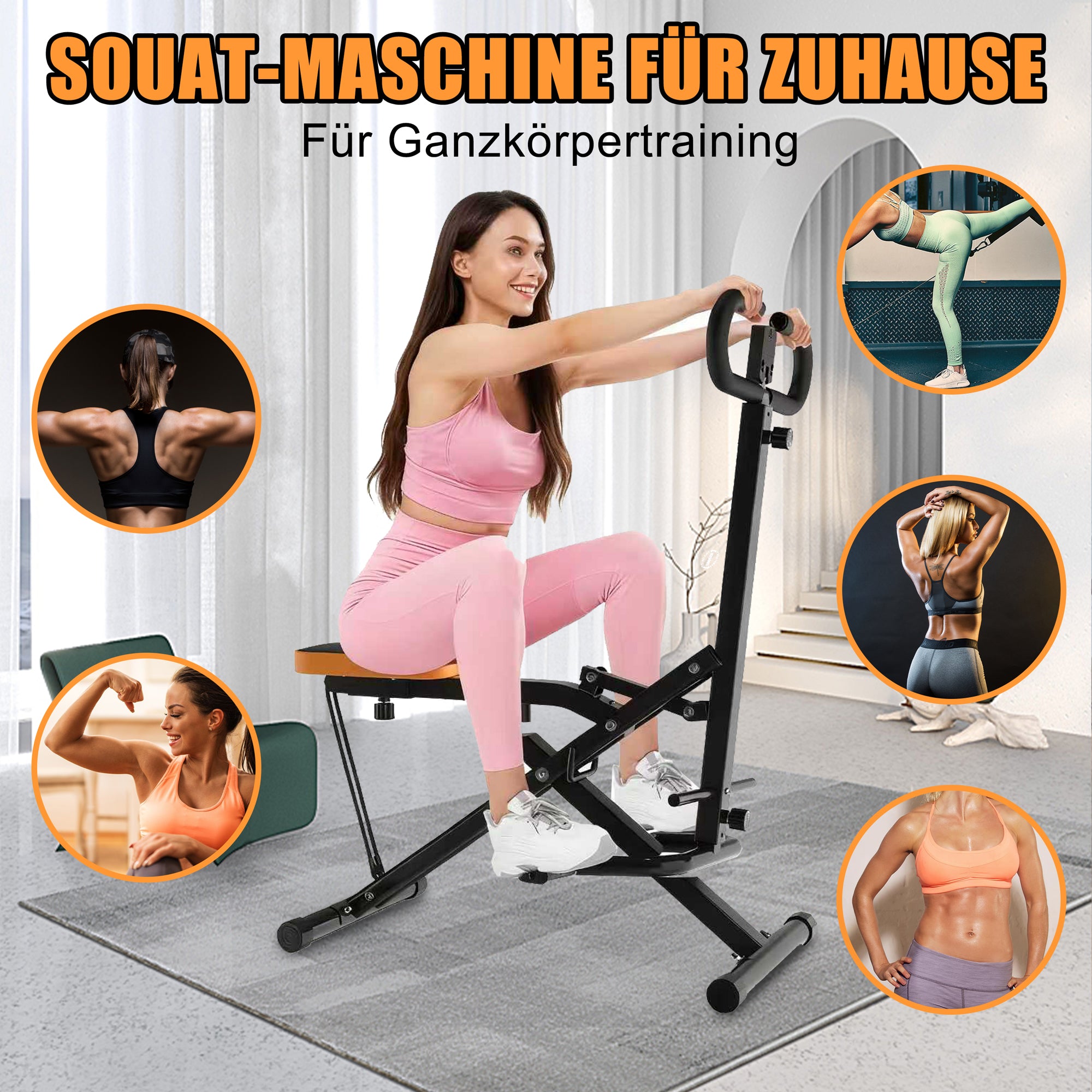 Squat Machine, Foldable Glute Training Trainer with Resistance Bands for Home Use