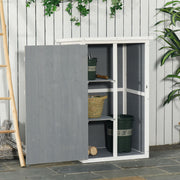 Garden Shed Tool Shed with Shelves Fir Black/Grey/White