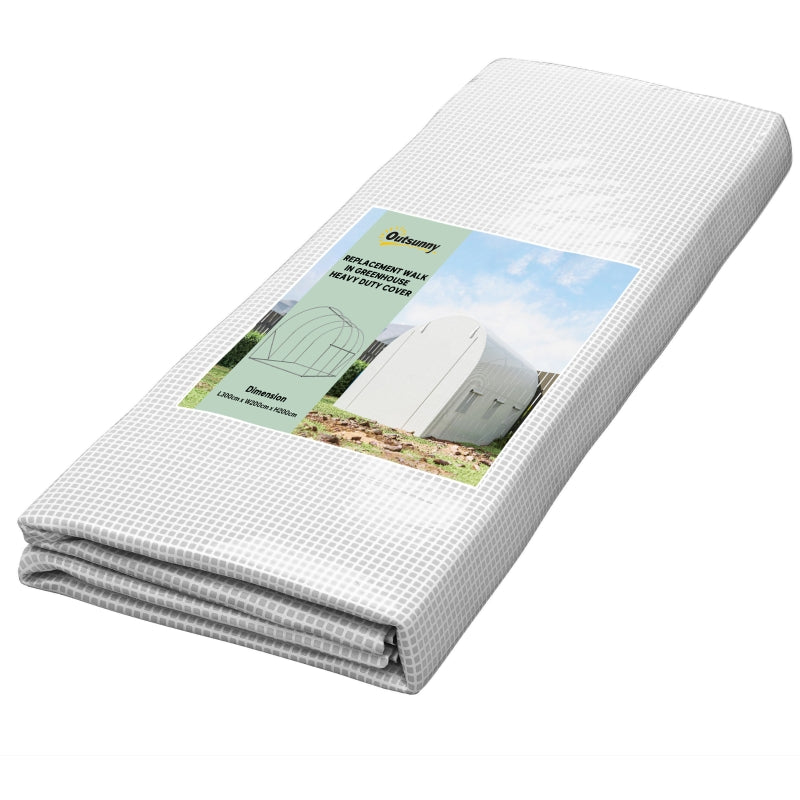 3 x 2 x 2m Polytunnel Greenhouse Replacement Cover, Roll-up Windows Door, White PE