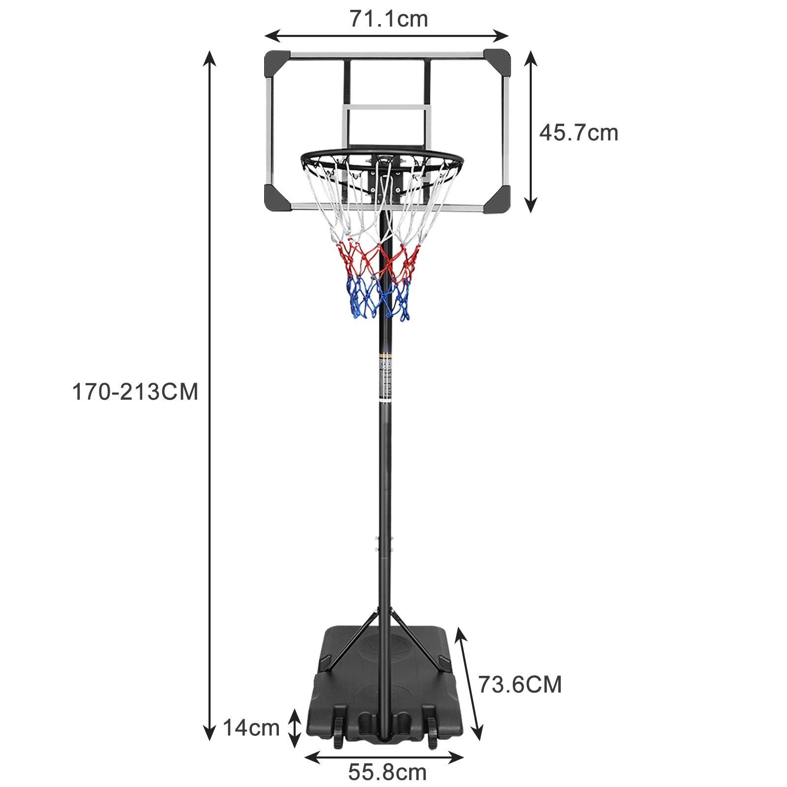 Portable Basketball Hoop, Adjustable Height for Kids & Adults, Shatterproof Backboard & Wheels