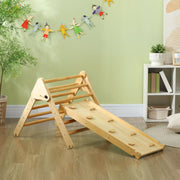 Children's Climbing Set with Triangular Ladder and Double-Sided Ramp, Wood
