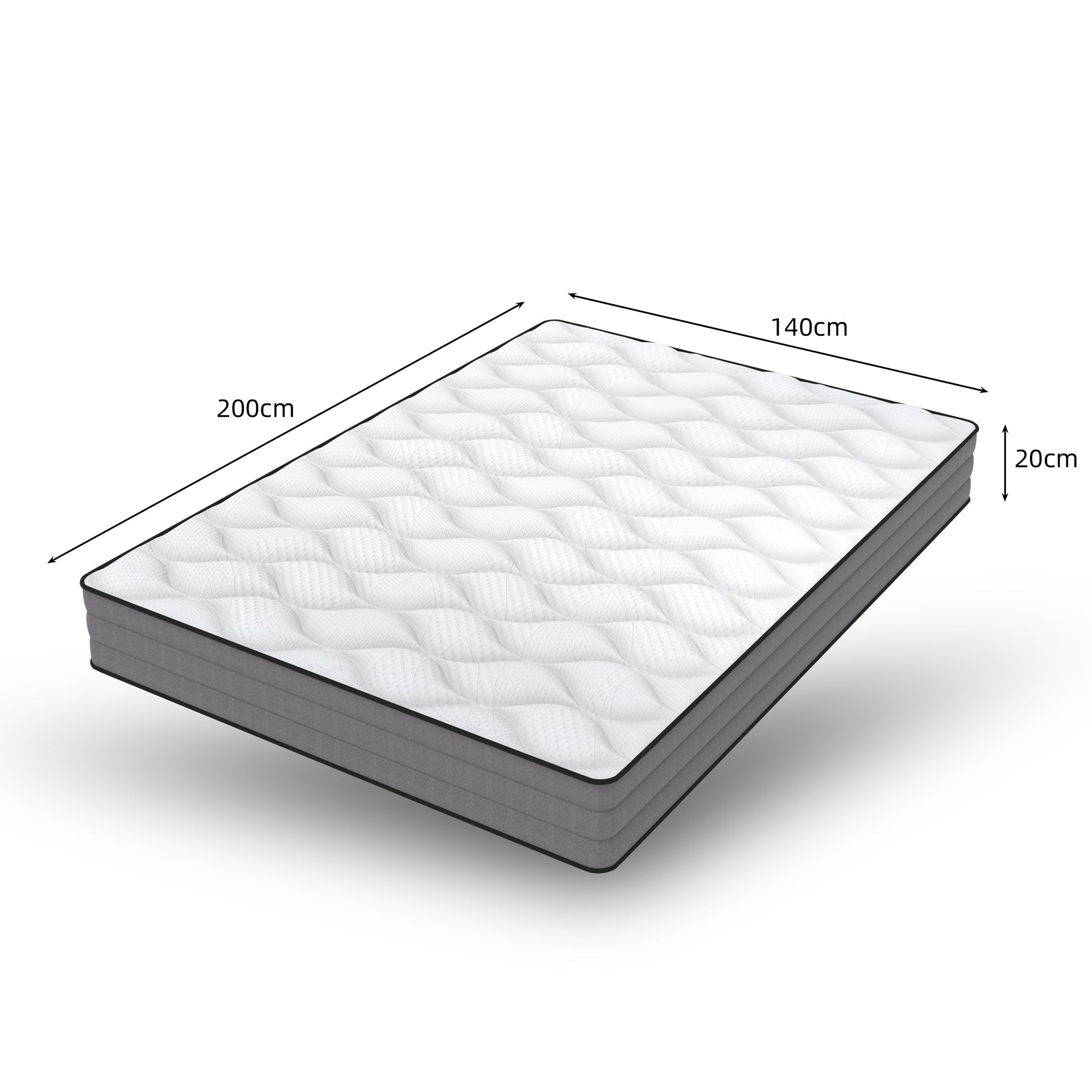 Quality Mattress Deluxe Pocket Spring 140x200cm H3 7 Zone 1000 Springs Lyocell Cover