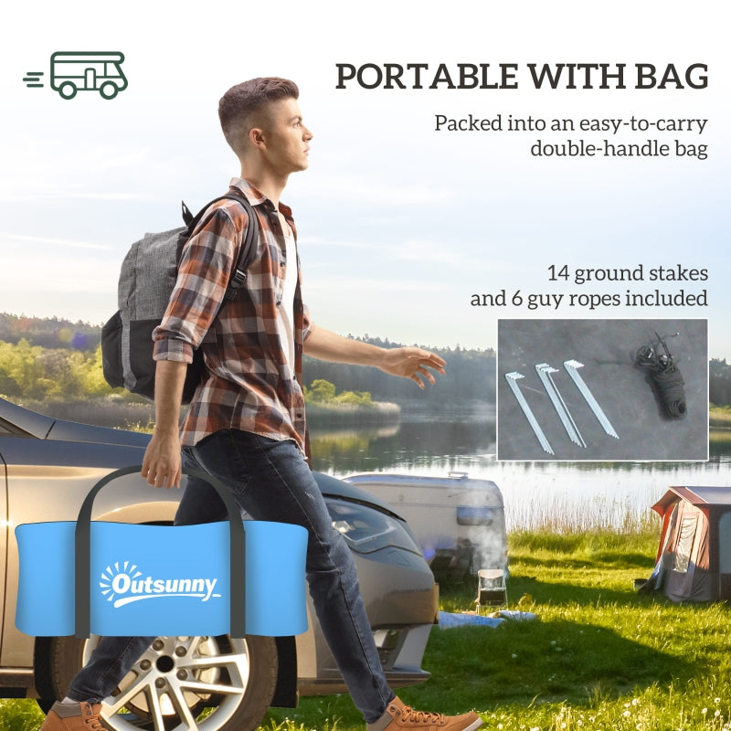 Four Man Tent, Duo Room Tunnel Design with Accessories, Sky Blue