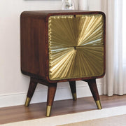 Solid Wood Avora Nightstand, 2 Drawers, Gold and Dark Brown