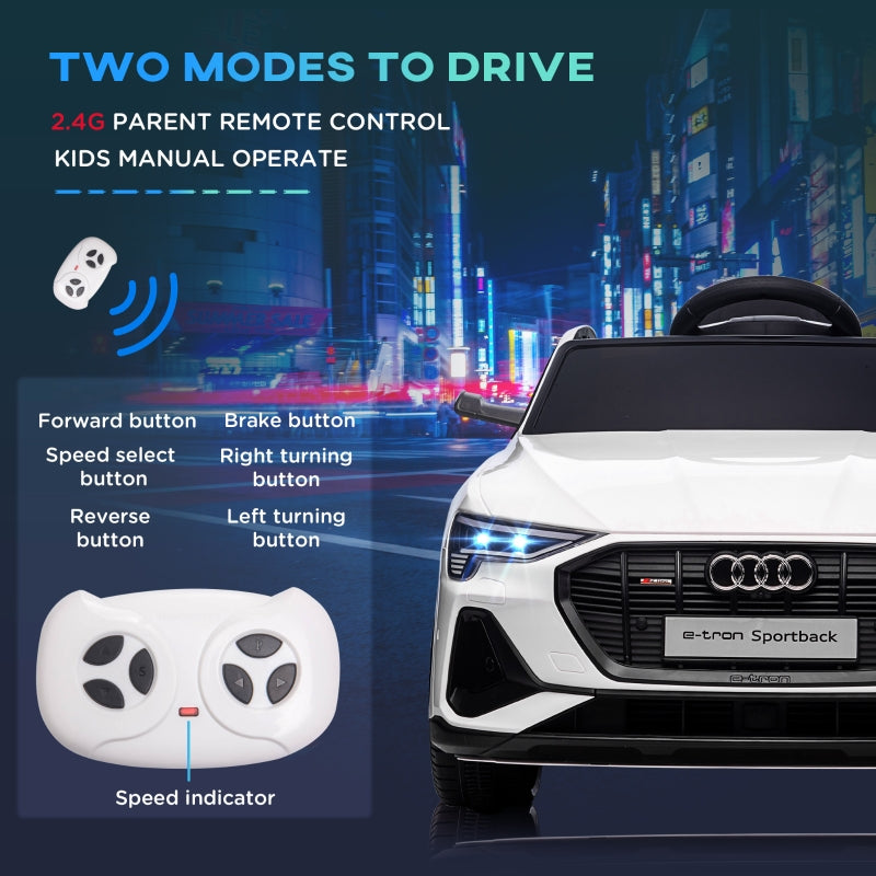 Kids Electric Ride-On Car 12V with Remote Control, Lights, Music, Horn - White