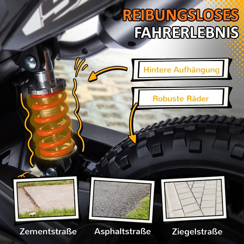 Kids' Electric Motorcycle with Training Wheels, LED Lights and Music, Yellow