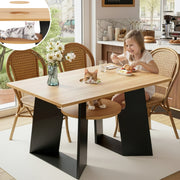 Pet-Friendly Dining Table 6 Seater Pet Area Shelf - Natural Wood/Black Mix