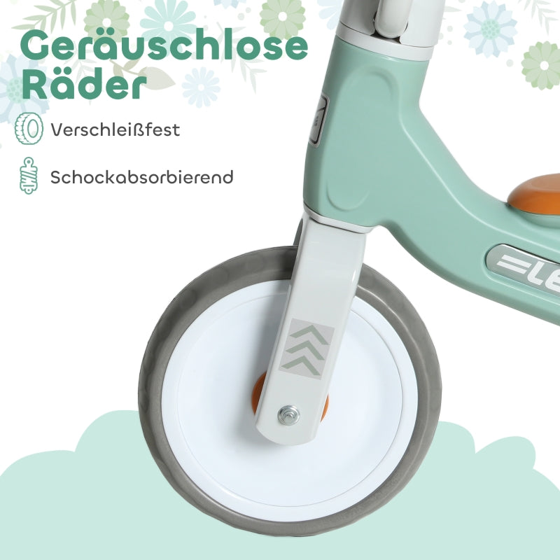 Toddler Balance Bike with 3 Silent Wheels for 12-36 Months Boys and Girls, Green