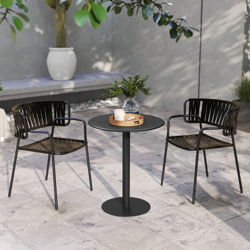 Dining Table, Round Modern 2-Person Ø60 x 72 cm Steel, Black