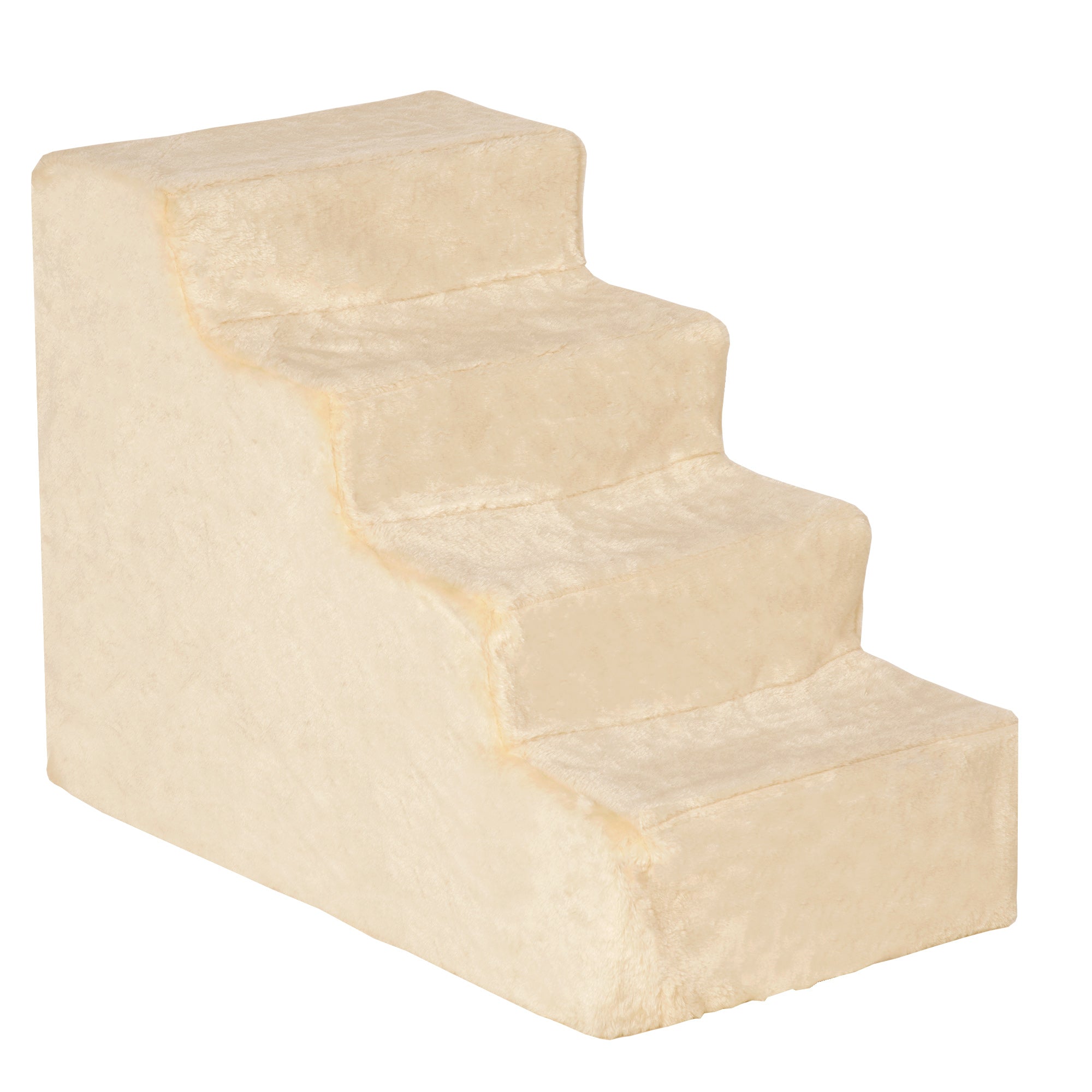 Pet Stairs 4-Step Ramp, Removable Cover, Chipboard Plush Beige