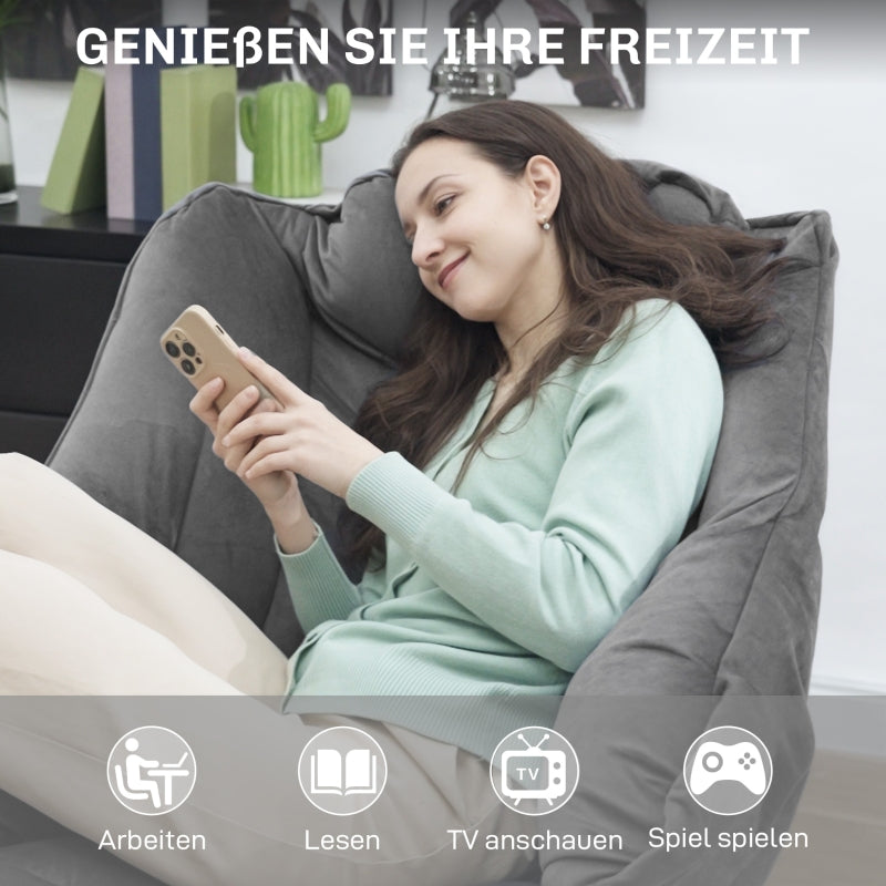 Armchair Lounge Chair Upholstered Velvet Look, Grey