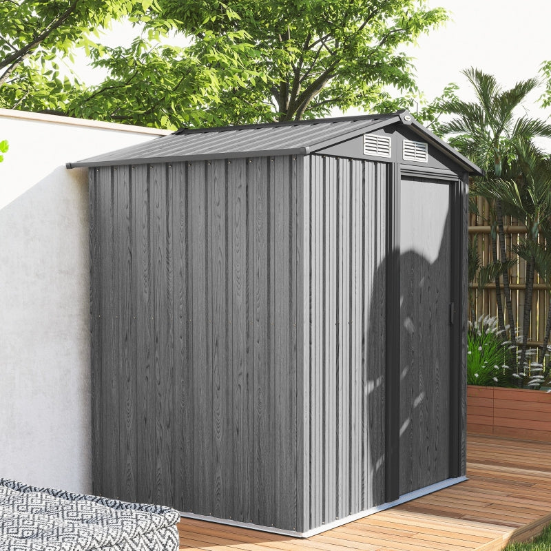 Outdoor Garden Storage Shed 4.3 x 5ft Grey Wood Effect