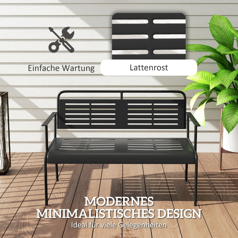 2-Seater Garden Bench, Water-Repellent, 240kg Load, Black