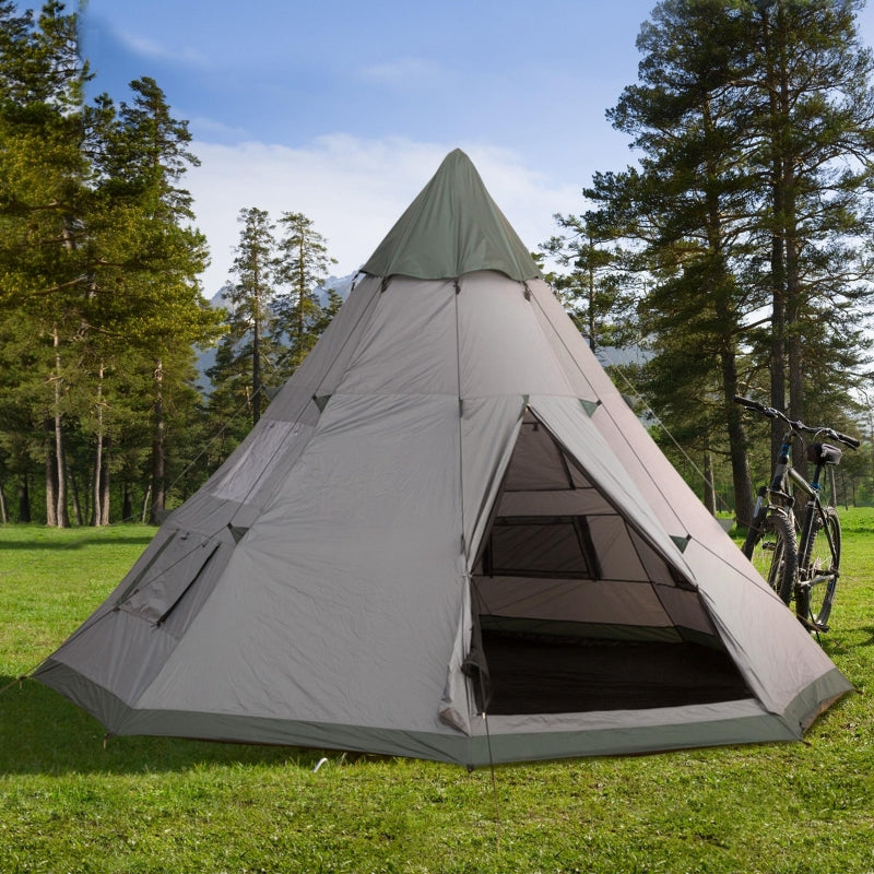 Tipi Tent for 6 Men, Portable Camping Shelter - Grey