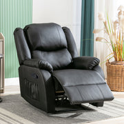 Recliner Chair, Adjustable Armchair with Side Pockets, PU Leather, Black