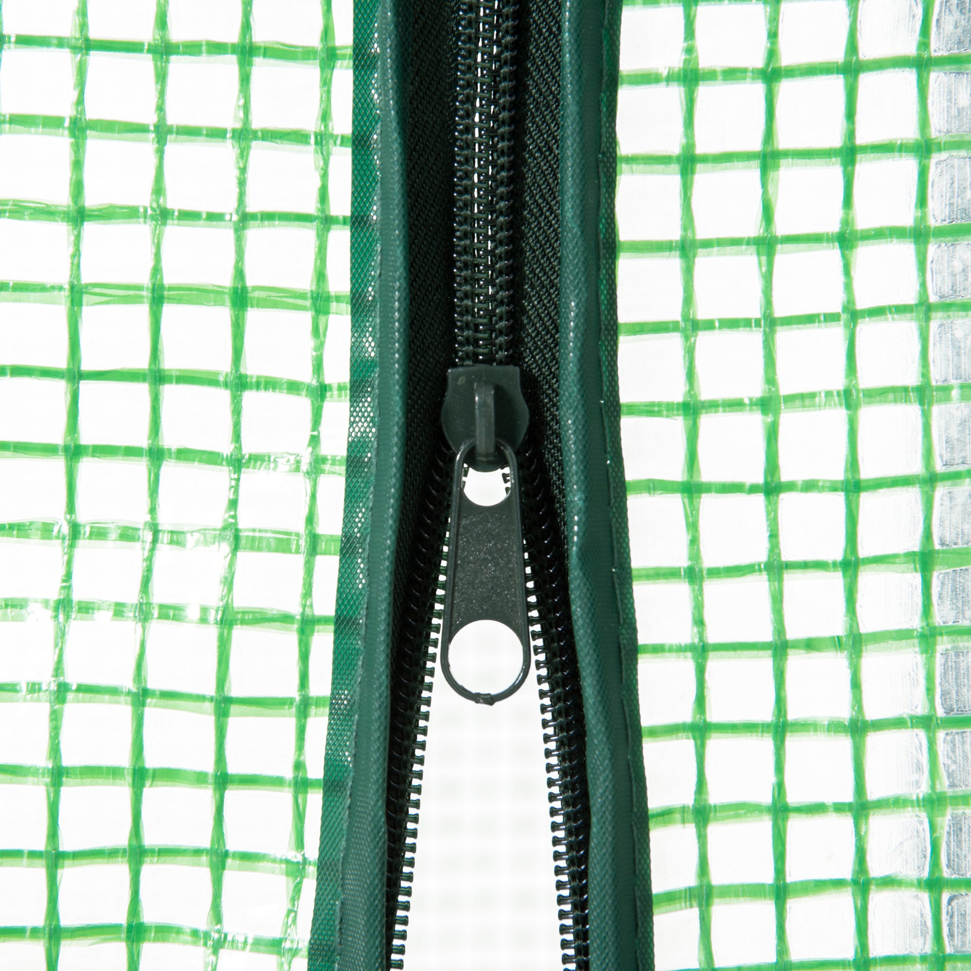 4 Tier Mini Greenhouse, Portable with Storage Shelf and Roll-Up Zipped Door, Green PE Cover