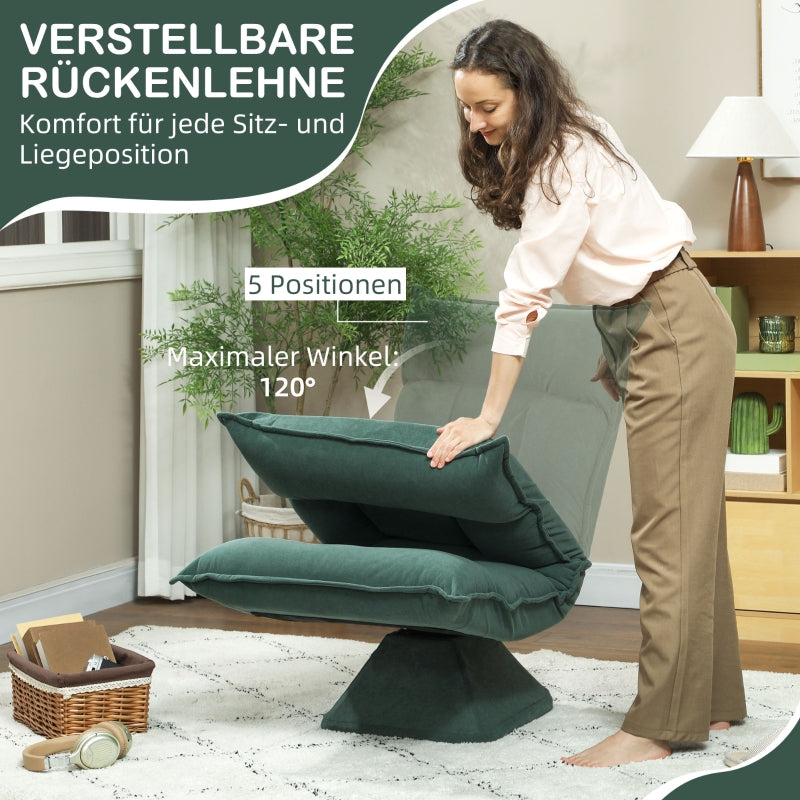 Floor Chair, 360° Rotatable, 5-Way Adjustable, Foldable, Green