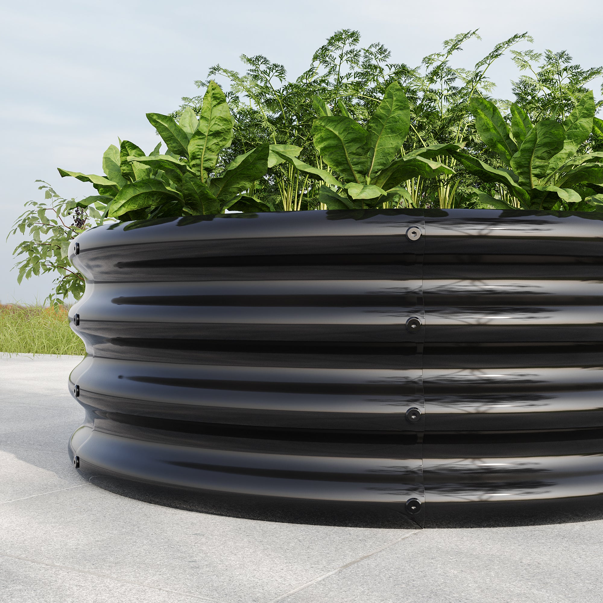 Raised Garden Bed Planter, Round Outdoor, Galvanized