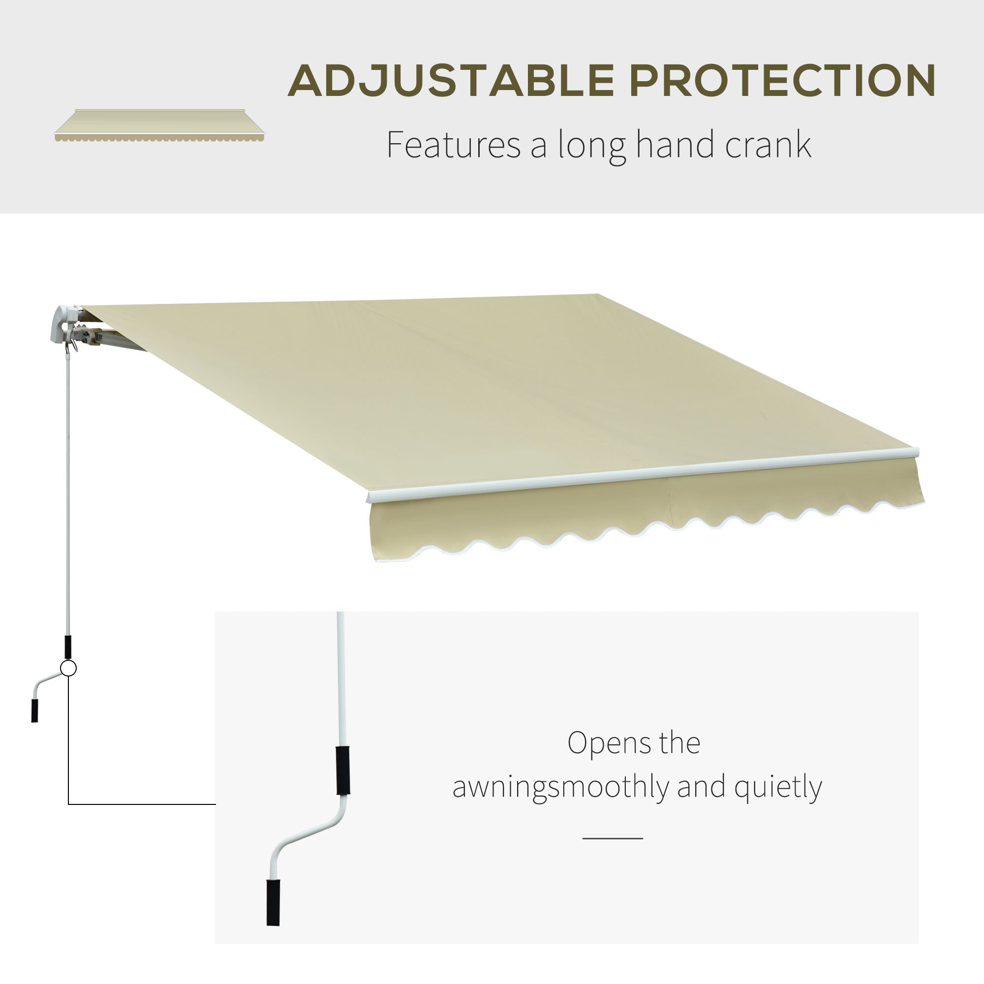 Manual Retractable Awning, 3x2.5m, Ivory White